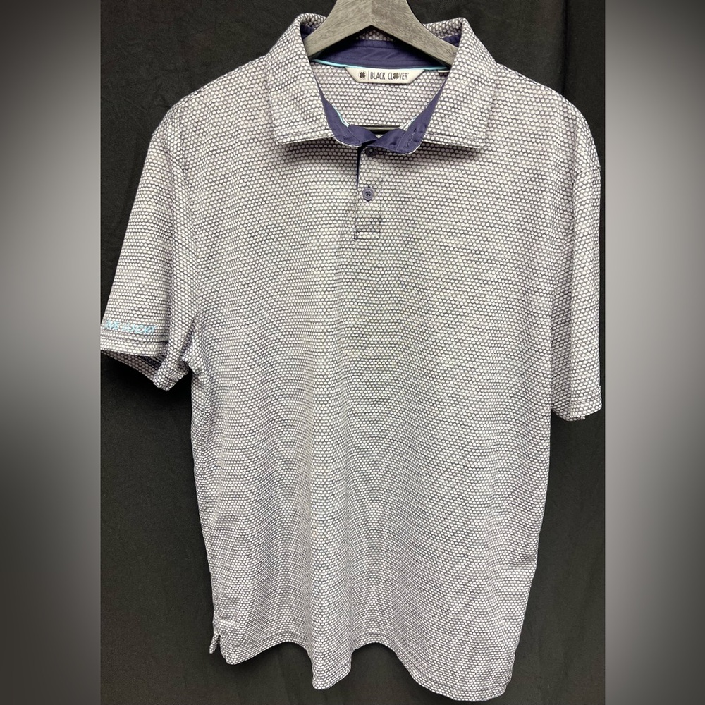 Black Clover- Men's Gray Polo Shirt, Size: Large, Live Lucky‎